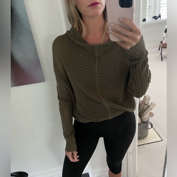 ALL SAINTS olive green knit cowl jumper “crochet” sweater - Picture 5 of 5